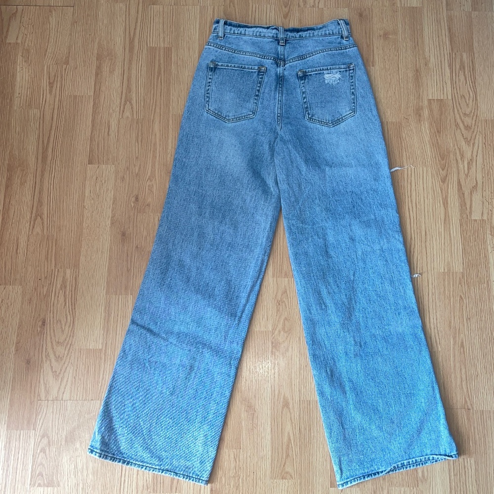 Pacsun Distressed Wide Leg Light Blue Denim Baggy Jeans Size 27 - Picture 8 of 9